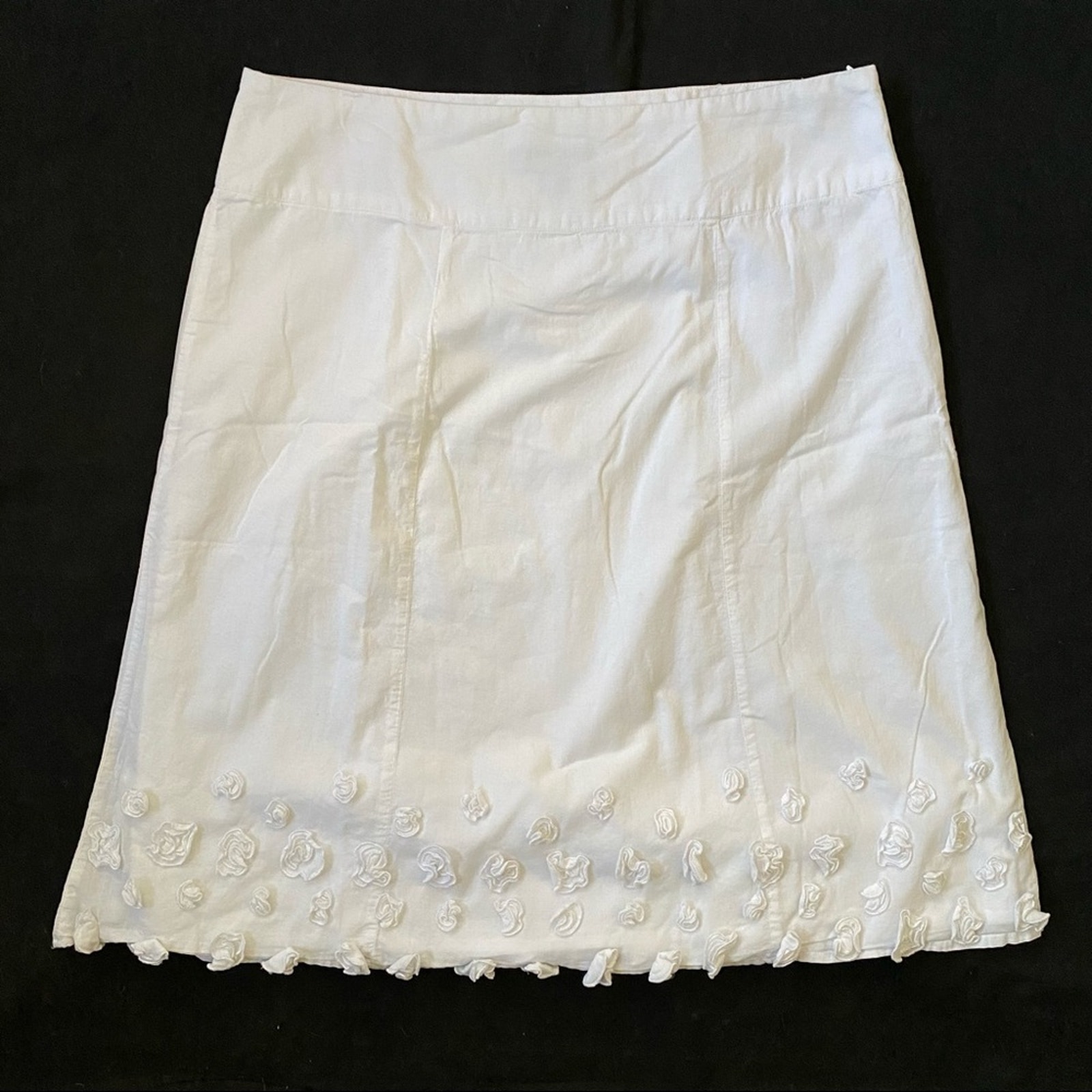 Tribal 8 Snow White Soft Full Cotton Skirt W/ Rosettes